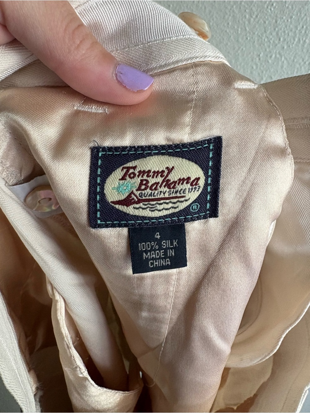 Tommy Bahama Silk high waisted shorts in Champagne Beige